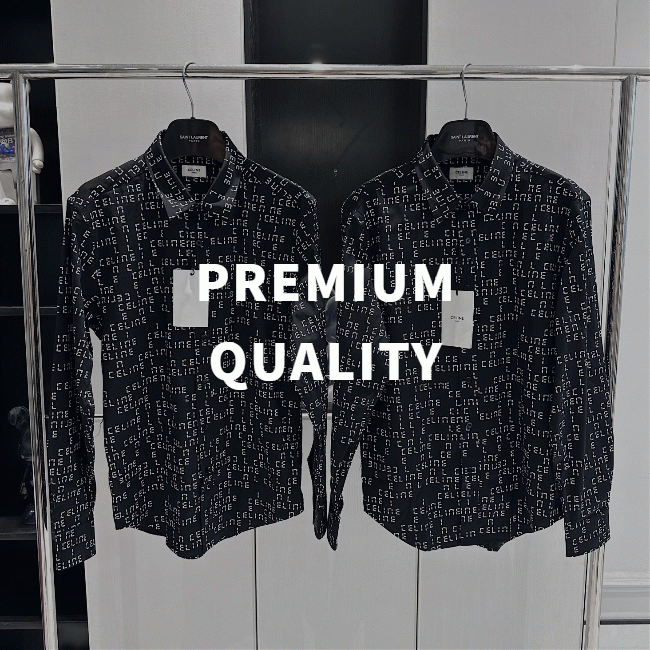 [Premium] 셀린느 루즈핏 세븐 블랙 버튼 프린트 비스코스 셔츠 [블랙]