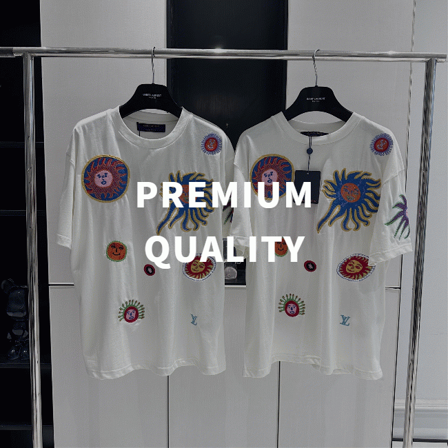 [Premium] 루이비통 LV x YK 엠브로이더드 페이스 티셔츠 1AB6OX [화이트]